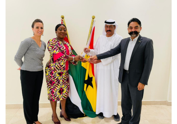 Management of Aspire World Investment were at the Consulate of the Republic of Ghana, Dubai to present a citation to Lillian Cynthia Naa Barkey Dugbatey Pobee.